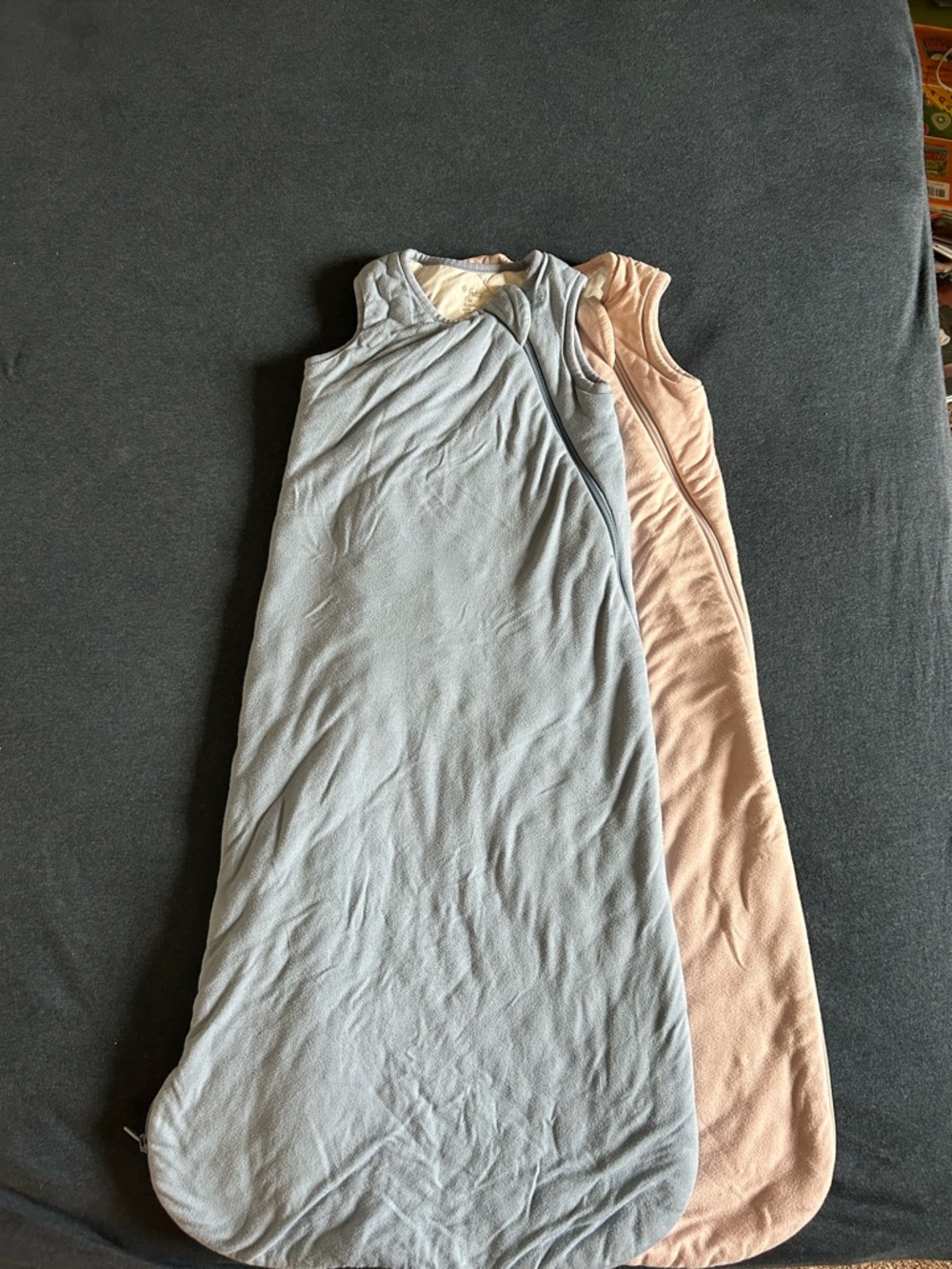 Two medium Kyte Baby Sleep Sacks in Blue and Pink 2.5 tog